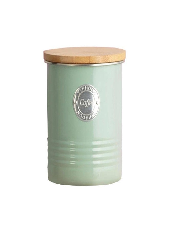 تايفون علبة قهوة فاخرة من مجموعة تايفون ليفينج - برطمان تخزين مطبخ محكم الإغلاق سعة 1 كوارت مع غطاء من الخيزران وحلقة سيليكون، حاوية فولاذية متينة لحفظ القهوة الطازجة وتنظيم المؤن، لون أخضر فاتح - Image 1